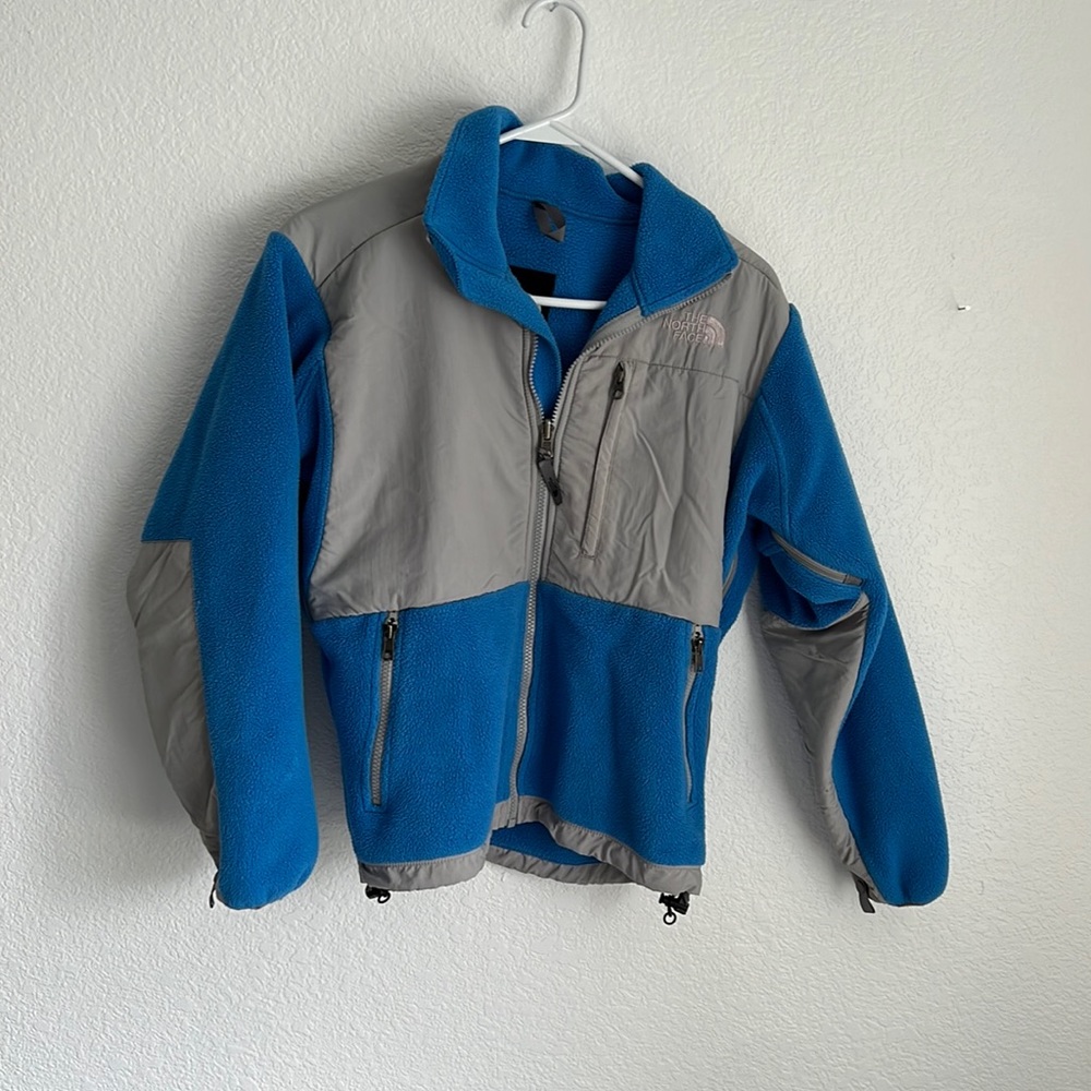 Blue and gray the North face kids jacket